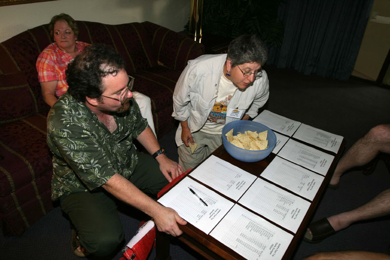 Martin Moore and Karen Kobey sign up for field trips.